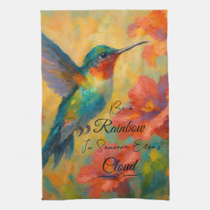Beautiful Floral Hummingbird Kitchen Towel