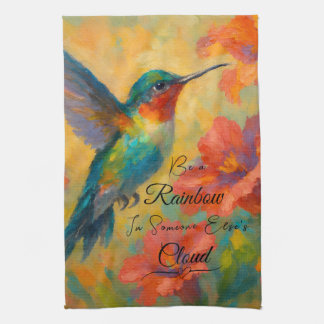 Beautiful Floral Hummingbird Kitchen Towel