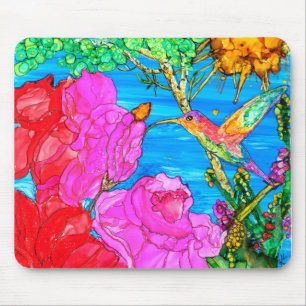 Beautiful Floral Hummingbird Mousepad