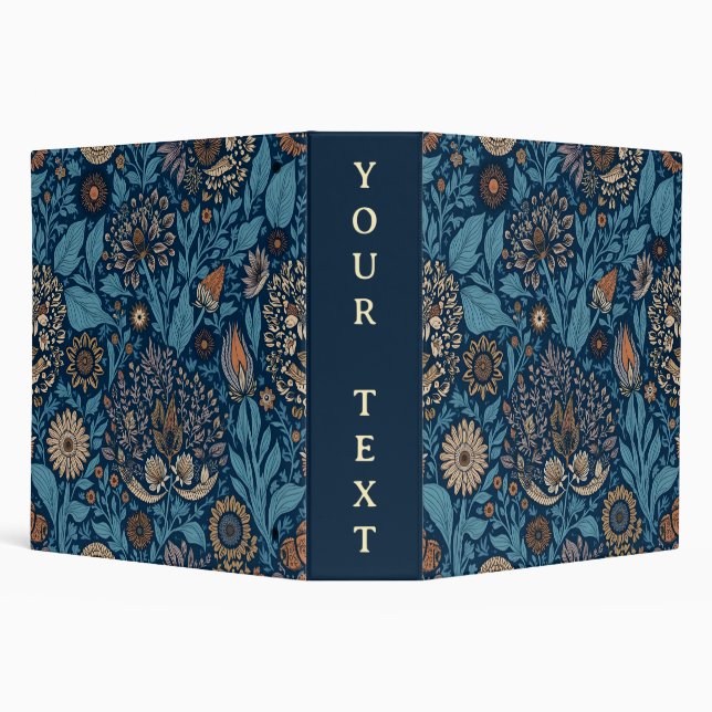 Beautiful Floral in Blue and Beige 3 Ring Binder (Background)