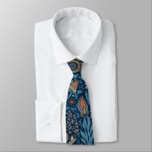 Beautiful Floral in Blue and Beige Neck Tie