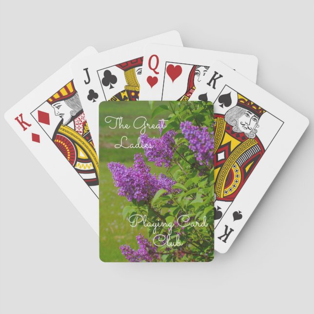 Beautiful Floral Lilac Personalized Playing Cards (Back)