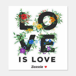 Beautiful Floral Love Is Love LGBT Pride Sticker