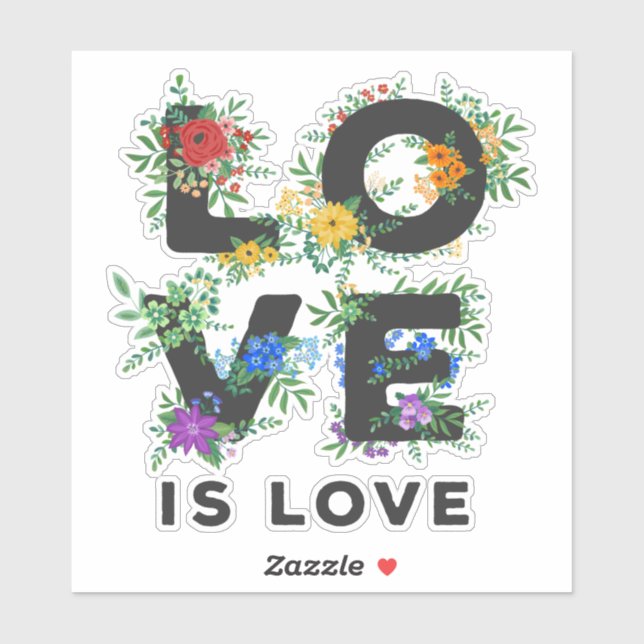 Beautiful Floral Love Is Love LGBT Pride Sticker (Sheet)