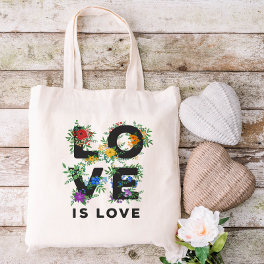 Beautiful Floral Love Is Love Pride Tote Bag