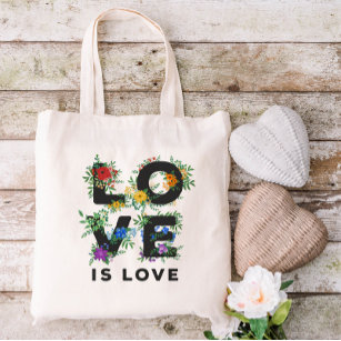 Beautiful Floral Love Is Love Pride Tote Bag