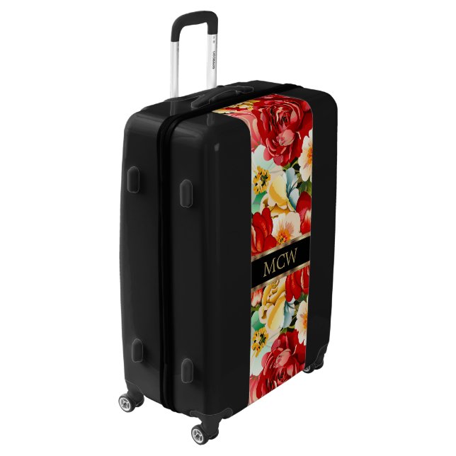 Beautiful Floral | Monogram  Luggage (Rotated Left)