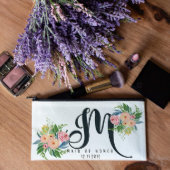 Beautiful Floral Monogrammed Canvas Cosmetic Bag (Front)
