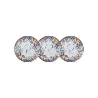 Beautiful Floral Monogrammed  Golf Ball Marker