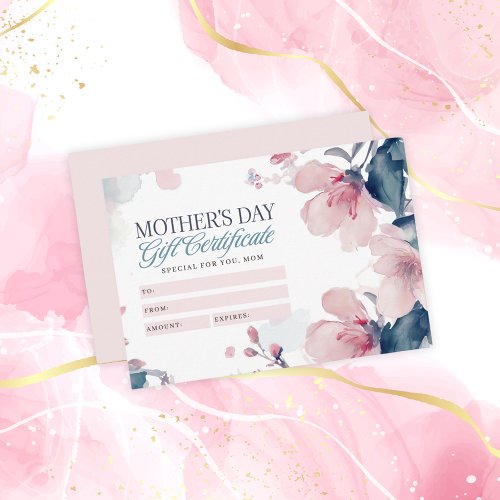 Beautiful Floral Mothers Day Gift Certificate