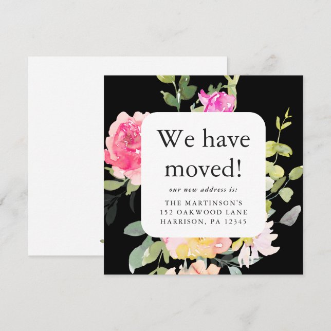 Beautiful Floral Moving Announcement New Address  (Front/Back)