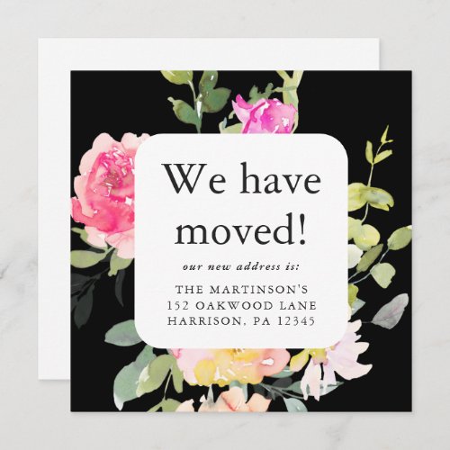 Beautiful Floral Moving Announcement New Address 