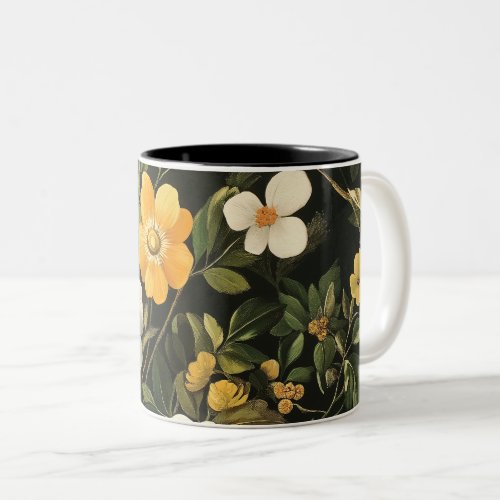 Beautiful floral mug with black background