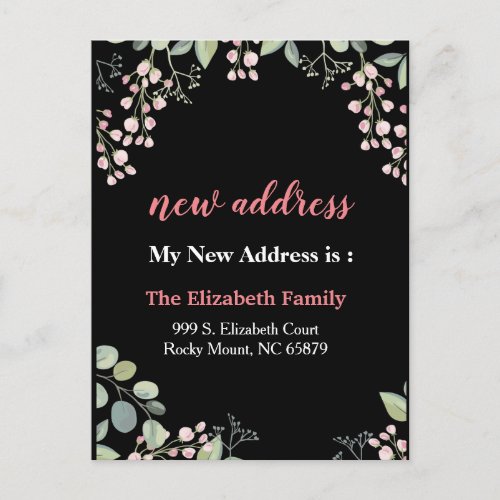 Beautiful Floral New Address Moving Announcement