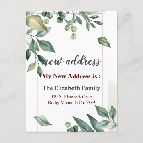 Beautiful Floral New Address Moving Announcement