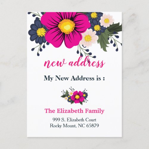 Beautiful Floral New Address Moving Announcement