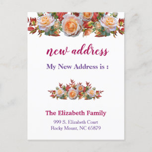 Beautiful Floral New Address Moving Announcement Postcard