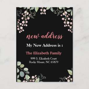 Beautiful Floral New Address Moving Announcement Postcard