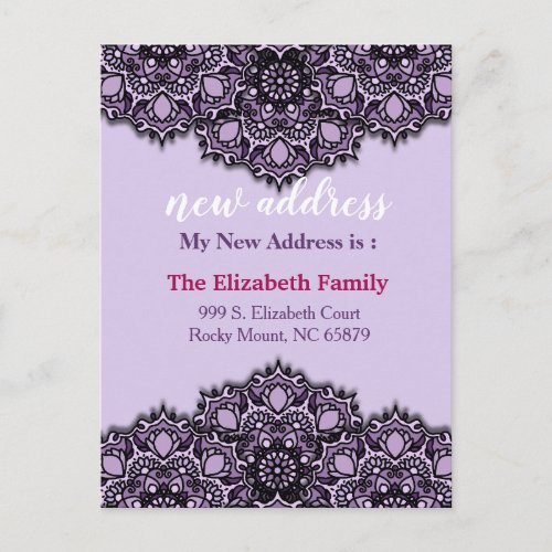 Beautiful Floral New Address Moving Announcement Postcard