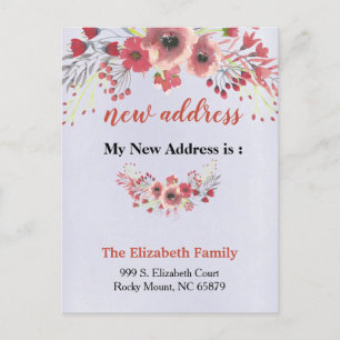 Beautiful Floral New Address Moving Announcement Postcard