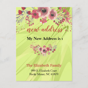 Beautiful Floral New Address Moving Announcement Postcard