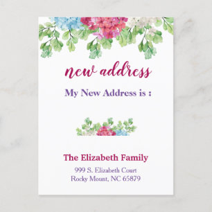 Beautiful Floral New Address Moving Announcement Postcard