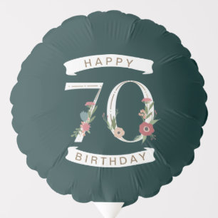 Beautiful Floral Numerals 70th Birthday Balloon