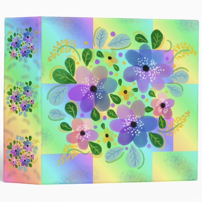 Beautiful Floral Pastel Design 3 Ring Binder (Front/Spine)