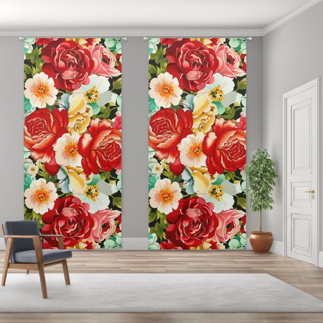 Beautiful Floral Pattern  Blackout Curtains (Wide)