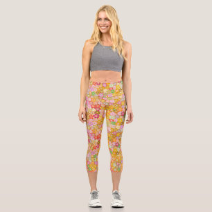 beautiful floral pattern capri leggings