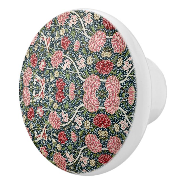 Beautiful Floral Pattern Foliage Flowers Red Pink  Ceramic Knob (Right)
