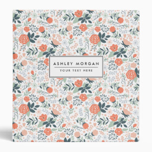 Beautiful Floral Pattern Girly 3 Ring Binder