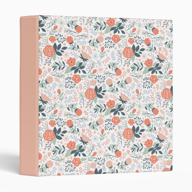Beautiful Floral Pattern Girly Binder (Front/Spine)