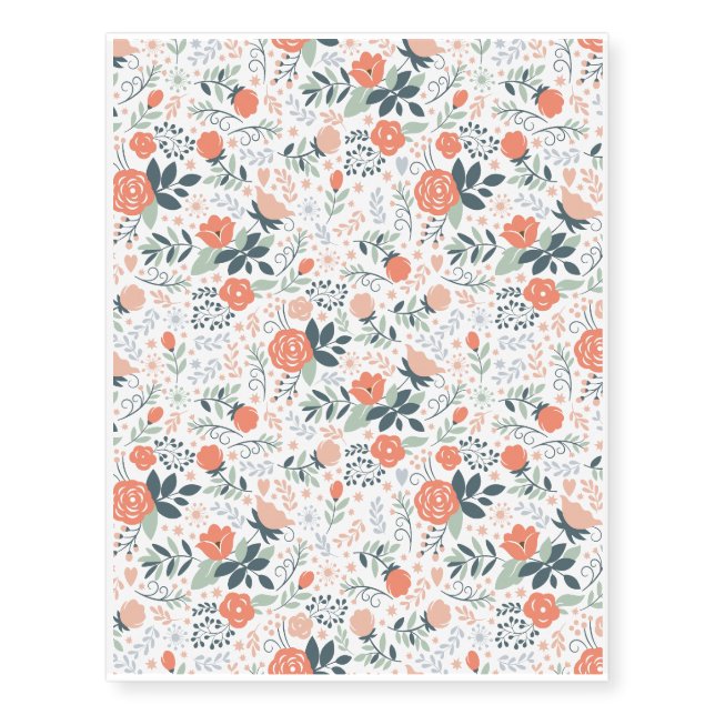 Beautiful Floral Pattern Girly Temporary Tattoos (Front)