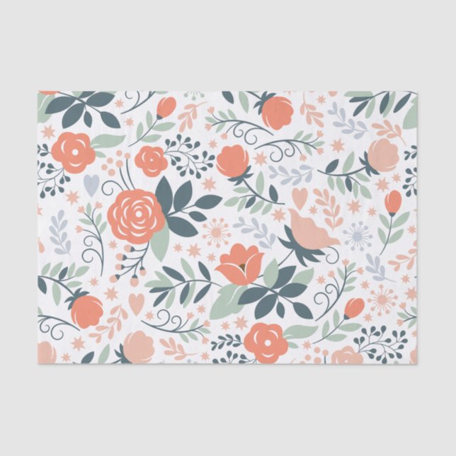 Beautiful Floral Pattern Girly Tissue Paper (Front)