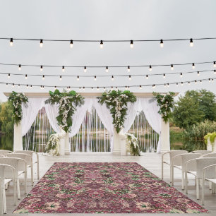 Beautiful Floral Pattern in Burgundy Pink Green Outdoor Rug