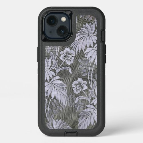 Beautiful Floral Pattern in Shades of Gray iPhone 13 Case