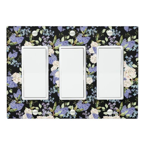 Beautiful Floral Pattern Lilac Roses Foliage  Light Switch Cover