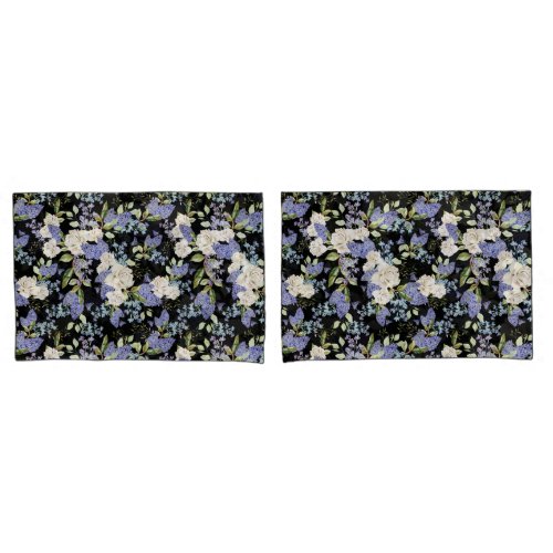 Beautiful Floral Pattern Lilac Roses Foliage  Pillow Case