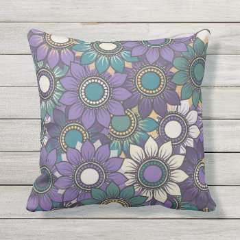 Beautiful Floral Pattern Outdoor Pillow by EveStock at Zazzle