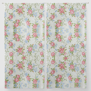 Beautiful Floral Pattern Pink Roses Green Foliage  Sheer Curtains