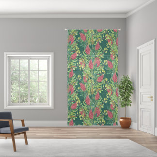 Beautiful Floral Pattern Red Flowers Colorful Foli Sheer Curtains