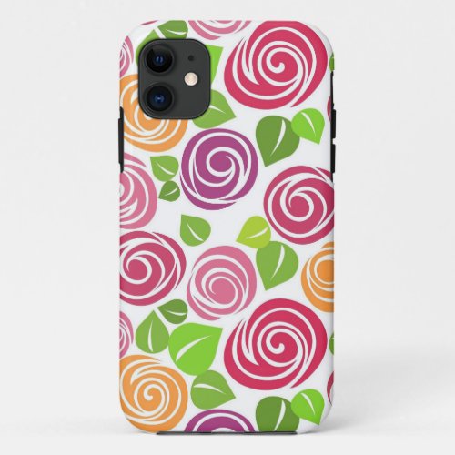 Beautiful Floral Pattern Roses iPhone 11 Case