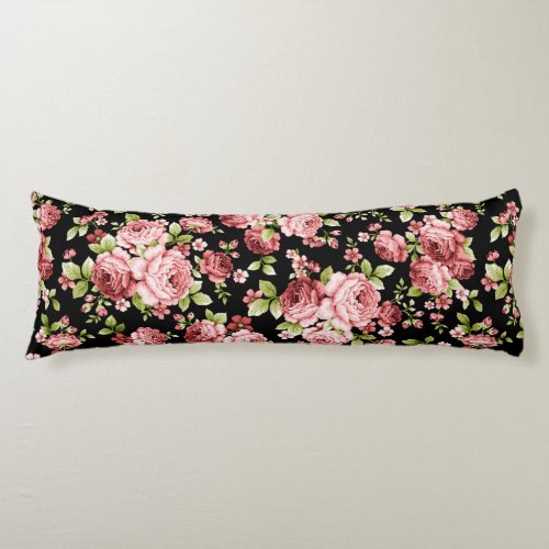 Beautiful Floral Pattern Roses with Green Foliage Body Pillow