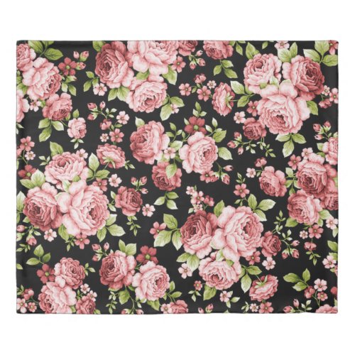 Beautiful Floral Pattern Roses with Green Foliage Duvet Cover