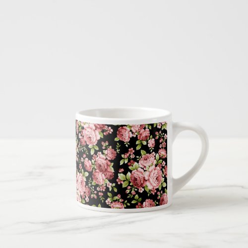 Beautiful Floral Pattern Roses with Green Foliage Espresso Cup