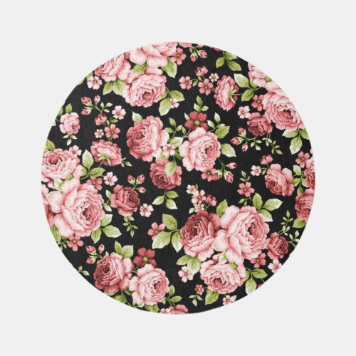 Beautiful Floral Pattern Roses with Green Foliage Rug