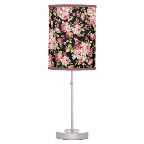 Beautiful Floral Pattern Roses with Green Foliage Table Lamp