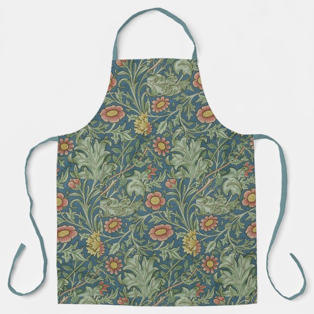 Beautiful Floral Pattern William Morris Green Pink Apron (Front)