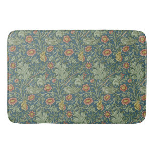Beautiful Floral Pattern William Morris Green Pink Bath Mat